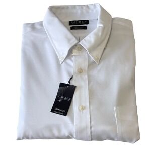 Lauren Ralph Lauren Ultraflex White Regular Fit Dress Shirt 18 36/37 2XL NEW